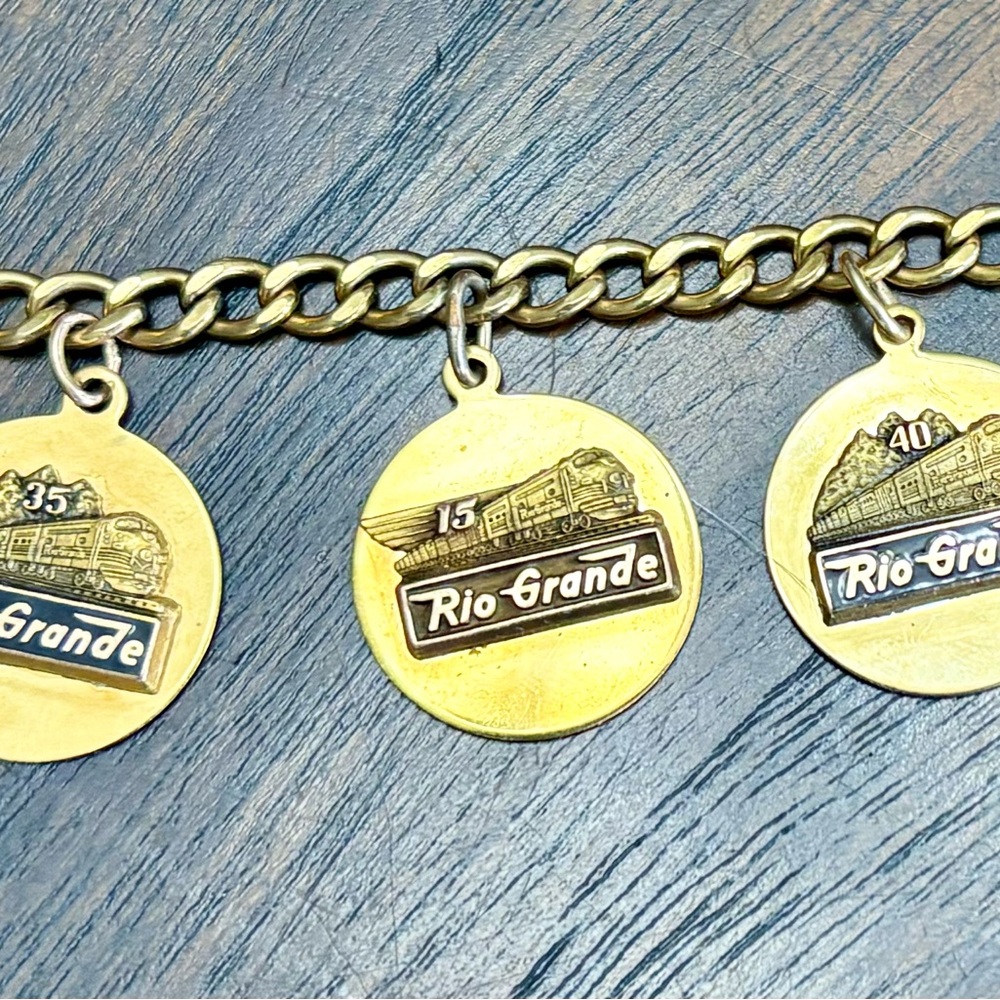 Gold Rio Grande Train Charm Bracelet